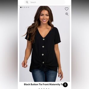 Women's PinkBlush Black Button Tie Front Maternity Top- Size Small- Pre-owned